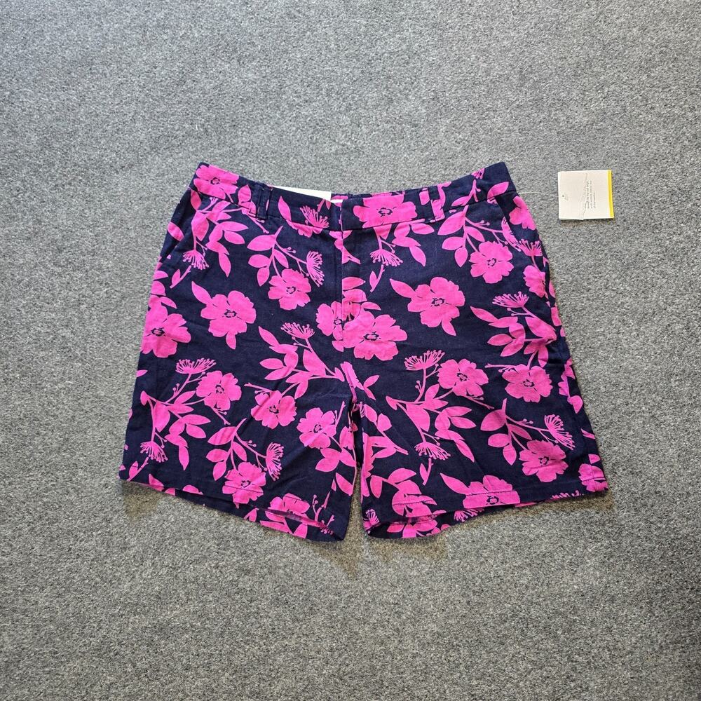 Croft Barrow Shorts Womens Size 16 Purple Floral Linen Blend 8 Inch Casual Aloha